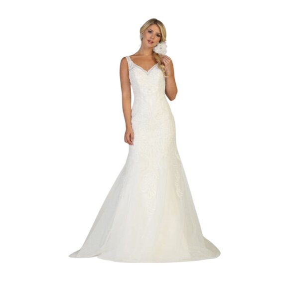 Ivory Wedding Sleeveless Trumpet Dress By Royal Queen RQ7643